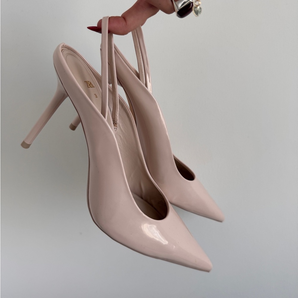 Zara Elegant Beige Slingback Heels